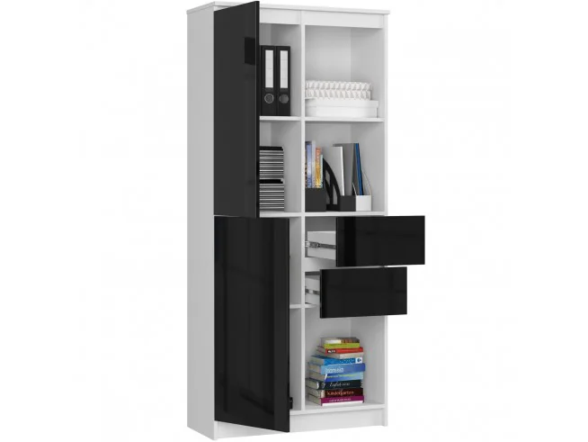 REGAŁ BIUROWY R 80 cm CLP R15 PK BIAŁY / CZARNY POŁYSK