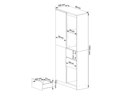 REGAŁ BIUROWY R 80 cm CLP R15 PK BIAŁY / BIAŁY POŁYSK