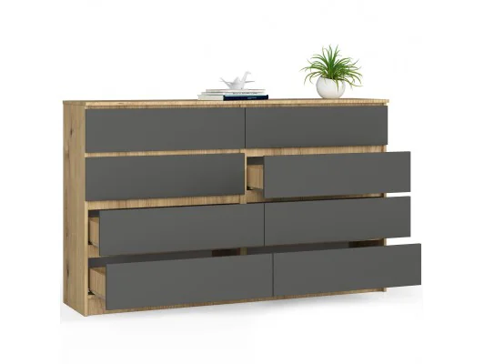 Zobacz KOMODA K160 8SZ CLP DĄB ARTISAN / SZARY KOMODA K160 8SZ CLP DĄB ARTISAN / SZARY