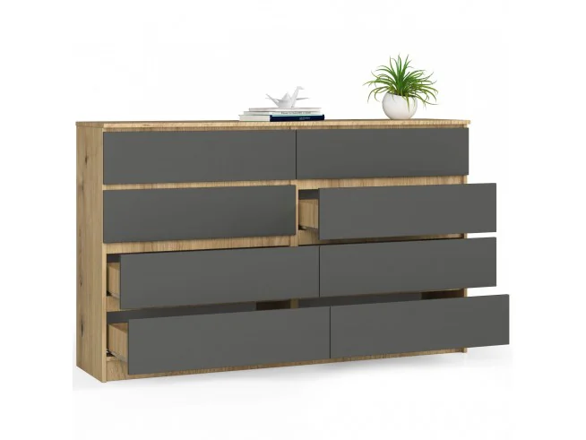 KOMODA K160 8SZ CLP DĄB ARTISAN / SZARY