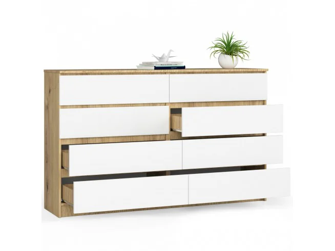 KOMODA K160 8SZ CLP DĄB ARTISAN / BIAŁY