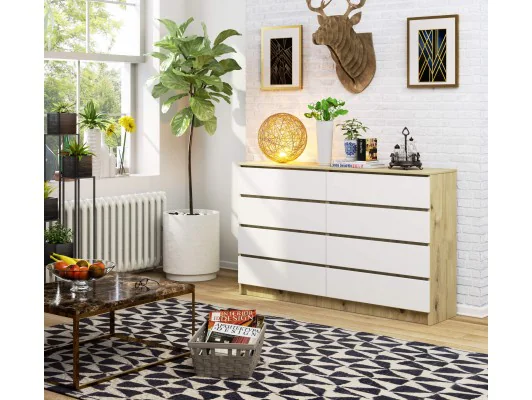 KOMODA K160 8SZ CLP DĄB ARTISAN / BIAŁY