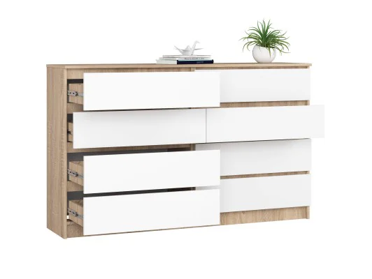 KOMODA K160 8SZ CLP PK DĄB SONOMA / BIAŁA