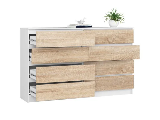 KOMODA K160 8SZ CLP PK BIAŁA / DĄB SONOMA