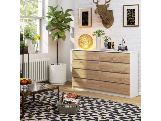 KOMODA K160 8SZ CLP PK BIAŁA / DĄB SONOMA