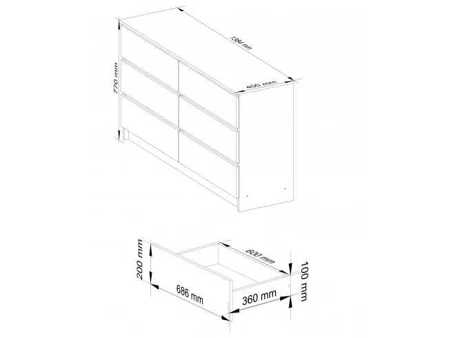 KOMODA K140 6SZ CLP PK BIAŁY POŁYSK