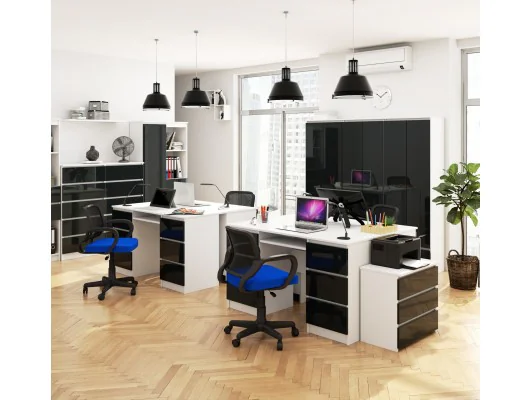 REGAŁ BIUROWY R 80 cm CLP 1 DRZWI 4 PÓŁKI BIAŁY / GRAFIT POŁYSK