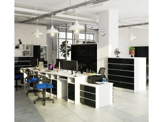 REGAŁ BIUROWY R 80 cm CLP 1 DRZWI 4 PÓŁKI BIAŁY / GRAFIT POŁYSK