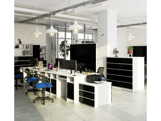 REGAŁ BIUROWY R 80 cm CLP 1 DRZWI 4 PÓŁKI BIAŁY / CZARNY POŁYSK