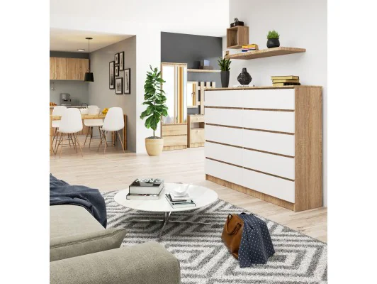 KOMODA K160 10SZ CLP PK DĄB SONOMA / BIAŁA