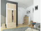 SZAFA Z NADSTAWKĄ S 90 cm 2 DRZWI 2 SZUFLADY PK BIAŁY / SONOMA