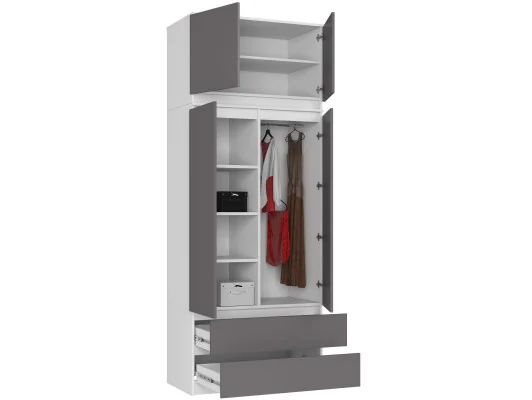 SZAFA Z NADSTAWKĄ S90 2D 2SZ CLP PK BIAŁY / SZARY