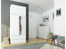 SZAFA Z NADSTAWKĄ S 90 cm 2 DRZWI 2 SZUFLADY PK BIAŁA