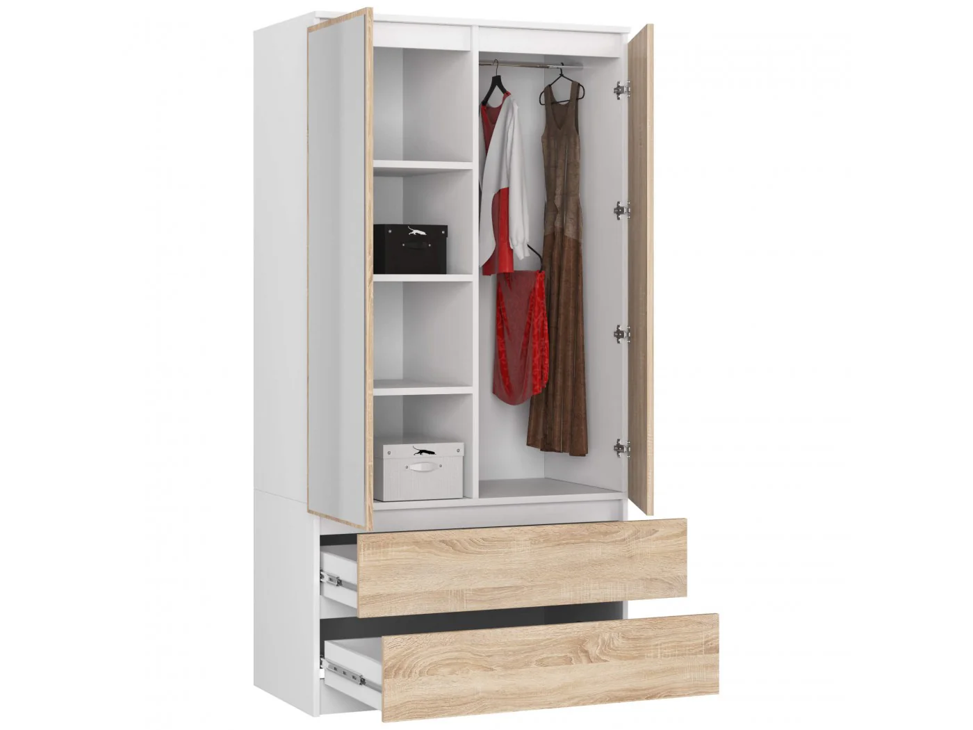 SZAFA S90 2D 2SZ 2 LUSTRO CLP PK BIAŁY / SONOMA SZAFA S90 2D 2SZ 2 LUSTRO CLP PK BIAŁY / SONOMA