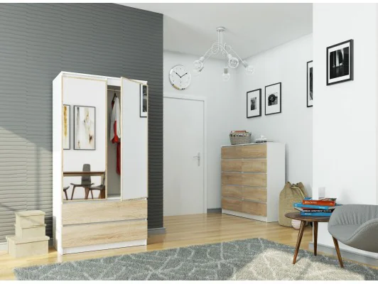 SZAFA S90 2D 2SZ 2 LUSTRO CLP PK BIAŁY / SONOMA