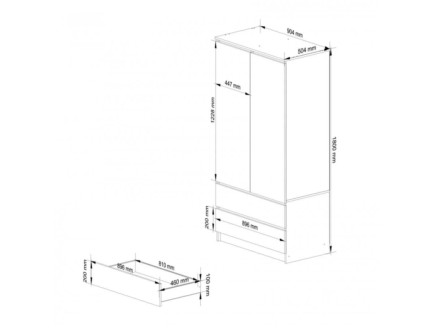 SZAFA S90 2D 2SZ 2 LUSTRO CLP PK SONOMA / BIAŁY SZAFA S90 2D 2SZ 2 LUSTRO CLP PK SONOMA / BIAŁY