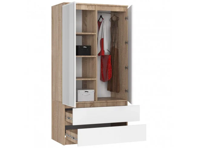 SZAFA S90 2D 2SZ 2 LUSTRO CLP PK SONOMA / BIAŁY