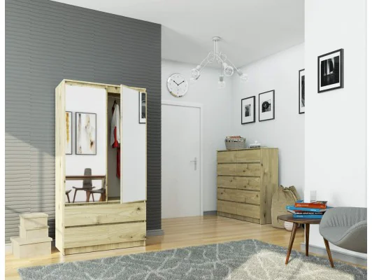 SZAFA S90 2D 2SZ 2 LUSTRO CLP PK DĄB ARTISAN