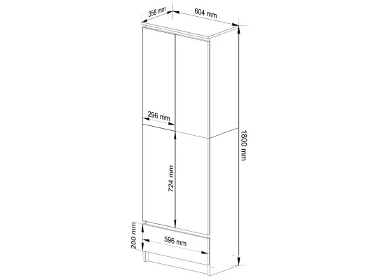 REGAŁ ZAMKNIETY R60 4D 1SZ CLP PK BIAŁY/ BIAŁY POŁYSK
