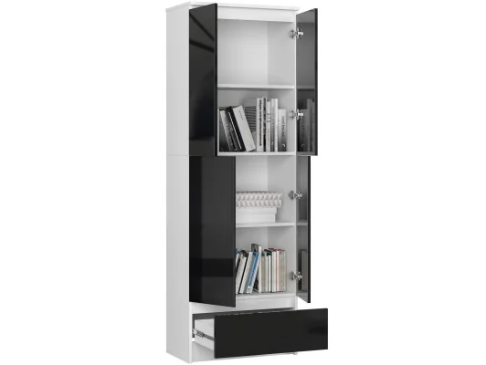 REGAŁ ZAMKNIETY R60 4D 1SZ CLP PK BIAŁY / CZARNY POŁYSK
