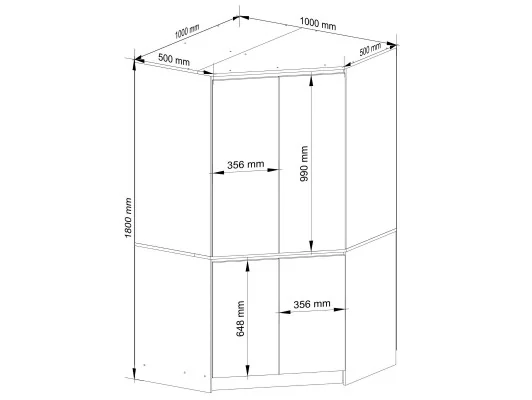 SZAFA NAROŻNA S100 4D CLP GRAFIT SZARY