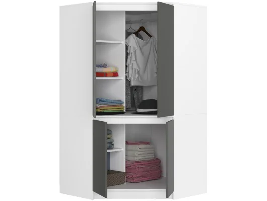 SZAFA NAROŻNA S100 4D CLP BIAŁA / SZARY GRAFIT