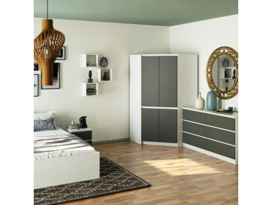 SZAFA NAROŻNA S100 4D CLP BIAŁA / SZARY GRAFIT