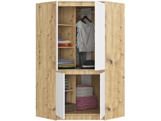 SZAFA NAROŻNA S100 4D CLP DĄB ARTISAN / BIAŁA