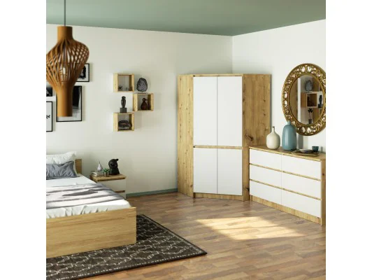 SZAFA NAROŻNA S100 4D CLP DĄB ARTISAN / BIAŁA