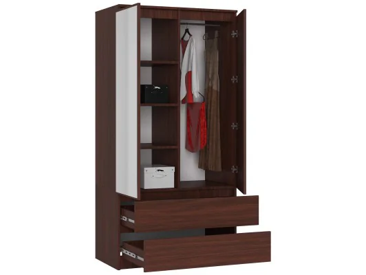 SZAFA S 90 cm 2 DRZWI 2 SZUFLADY 2 LUSTRA PK WENGE