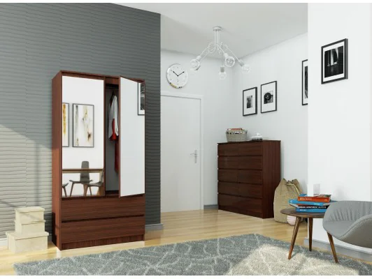 SZAFA S 90 cm 2 DRZWI 2 SZUFLADY 2 LUSTRA PK WENGE