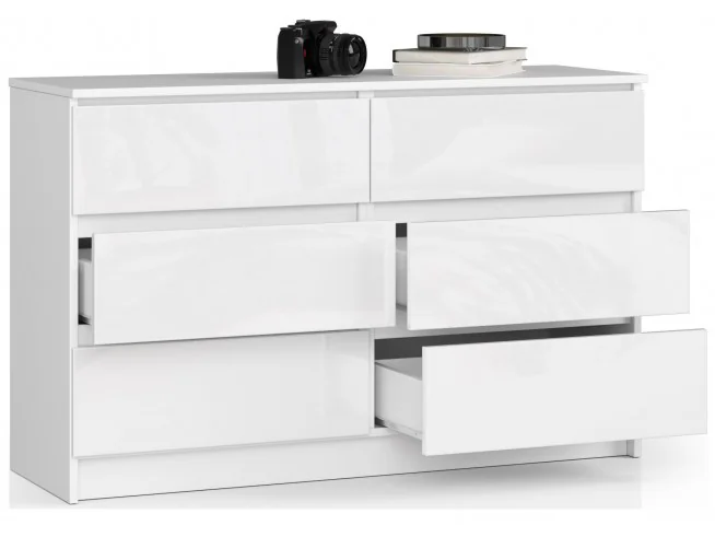 KOMODA K120 6SZ CLP BIAŁY POŁYSK