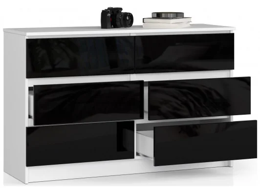 Zobacz KOMODA K120 6SZ CLP CZARNY POŁYSK KOMODA K120 6SZ CLP CZARNY POŁYSK