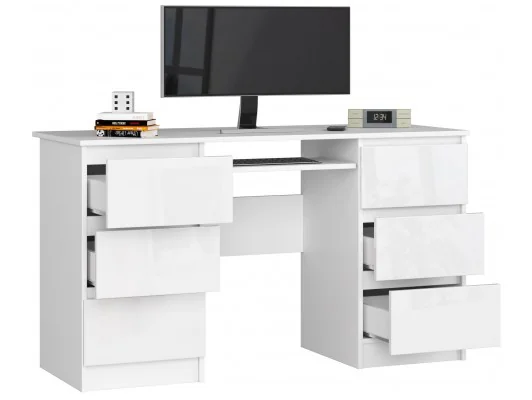 Zobacz BIURKO KOMPUTEROWE A-11 135 cm 6 SZUFLAD BIAŁE / BIAŁY POŁYSK BIURKO KOMPUTEROWE A-11 135 cm 6 SZUFLAD BIAŁE / BIAŁY POŁYSK