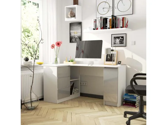 BIURKO NAROŻNE B20 155 cm LEWE PK METALIK POŁYSK