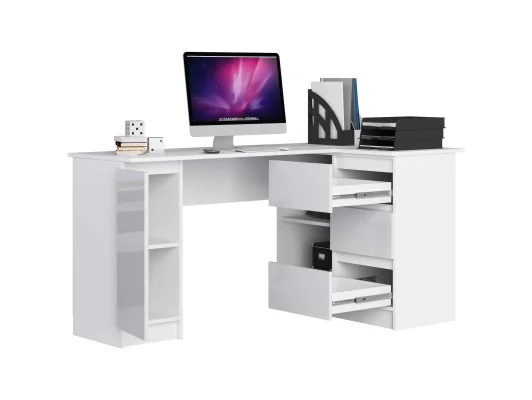 BIURKO NAROŻNE B20 155 cm PRAWE PK BIAŁY POŁYSK