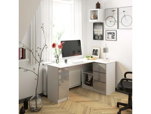 BIURKO NAROŻNE B20 155 cm PRAWE PK METALIK POŁYSK