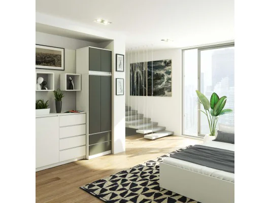 SZAFA Z NADSTAWKĄ S60 2D 2SZ CLP PK BIAŁY / SZARY