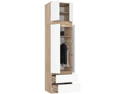 SZAFA Z NADSTAWKĄ S60 2D 2SZ CLP PK DĄB SONOMA / BIAŁA