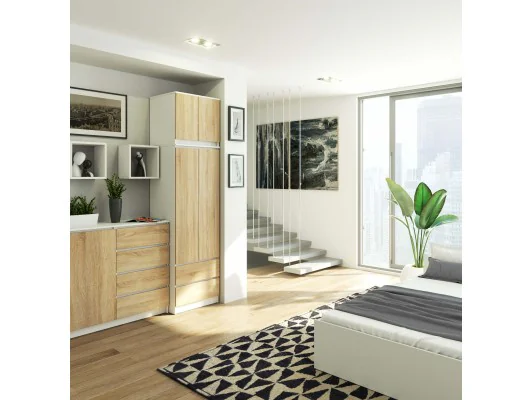 SZAFA Z NADSTAWKĄ S60 2D 2SZ CLP PK BIAŁY / SONOMA