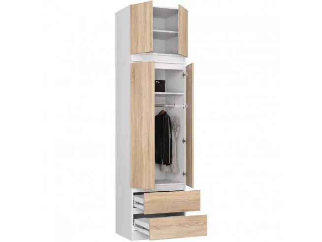 SZAFA Z NADSTAWKĄ S60 2D 2SZ CLP PK BIAŁY / SONOMA