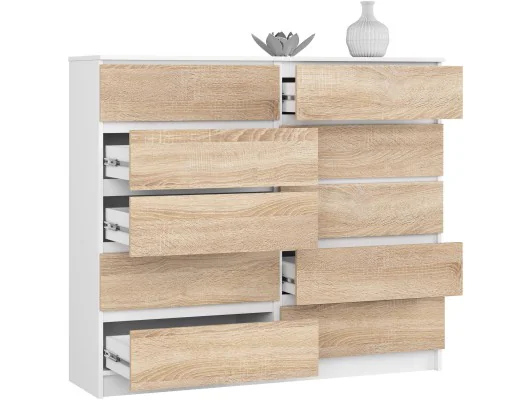 Zobacz KOMODA K140 10SZ CLP PK BIAŁY / SONOMA KOMODA K140 10SZ CLP PK BIAŁY / SONOMA