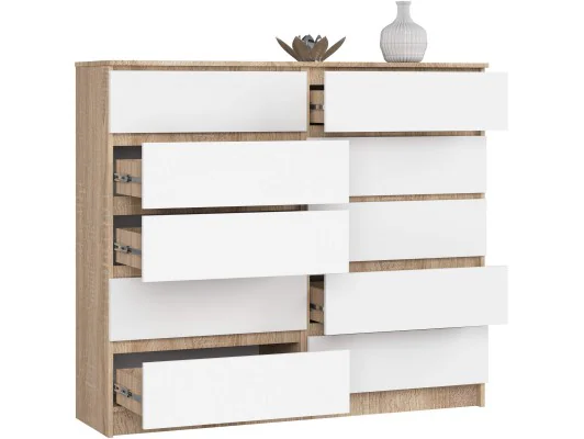 KOMODA K140 10SZ CLP PK DĄB SONOMA / BIAŁY