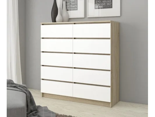 KOMODA K140 10SZ CLP PK DĄB SONOMA / BIAŁY