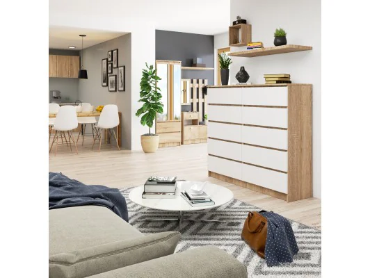 KOMODA K140 10SZ CLP PK DĄB SONOMA / BIAŁY