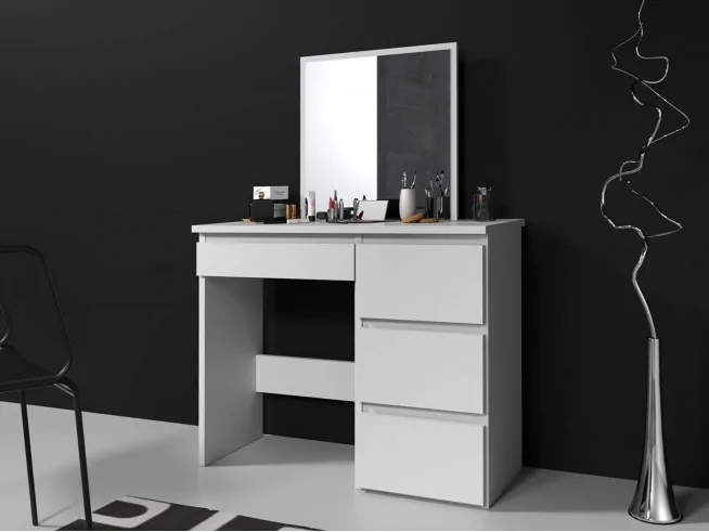 Toaletka kosmetyczna z lustrem do wizażu Beta biała, kaszmir