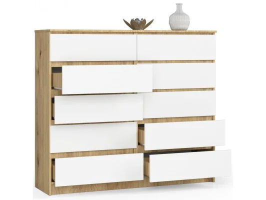 KOMODA K140 10SZ CLP DĄB ARTISAN / BIAŁY