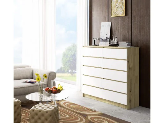 KOMODA K140 10SZ CLP DĄB ARTISAN / BIAŁY