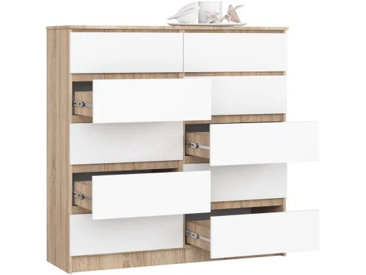 Zobacz KOMODA K120 10SZ CLP PK DĄB SONOMA / BIAŁY KOMODA K120 10SZ CLP PK DĄB SONOMA / BIAŁY