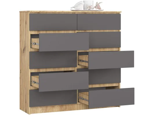 Zobacz KOMODA K120 10SZ CLP PK DĄB ARTISAN / SZARY KOMODA K120 10SZ CLP PK DĄB ARTISAN / SZARY